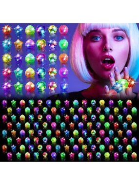 150 Pcs Glow in the Dark LED Rings - Party Supplies for Birthdays, Raves